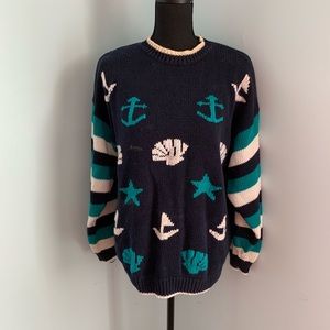 Vintage Nautical Sweater Anchor shells